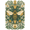 Jugendstil-Honigbiene im Blumenrahmen