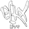 Liebes-Graffiti-Symbol: weiße Pinsel