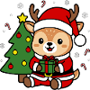 Süßes Kawaii-Hirsch-Weihnachtsbaum-Weihnachtsbaumgeschenk