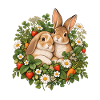 Frühlingskaninchen im Blütenkranz