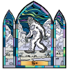 Buntglas-Yeti in Schneelandschaft