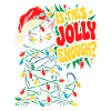 Grimmiger Weihnachtskater mit Lichtern
