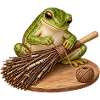 Frosch bindet einen Reisigbesen