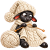 Schwarzes Schaf strickt einen Wollpullover