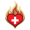 Switzerland Flag Heart on Fire
