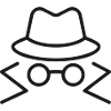 Spionenhut-und-Brillen-Linien-Symbol