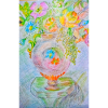 Runde Vase mit verschiedenen Blumen