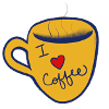 Ich liebe handgezeichnete Kaffeetasse