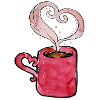 Rosa Herz-Dampfbecher