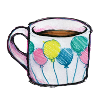 Ballon-Blumenstrauß-Tassen-Sketch