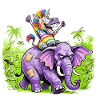 Regenbogen Zebra-Einhorn auf Lila Elefantenritt