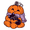 Kuschelpumpkin Katze im Herbst