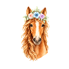 Pferdekopf mit Blumenschmuck