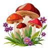 Pilze und Blumen