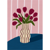 Tulpenstrauß in gestreifter Vase
