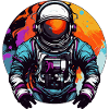 Astronaut im Weltall Bunt