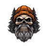 Totenkopf mit Bart und Mütze