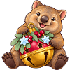 Wombat mit fröhlicher Beerenglocke