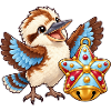 Kookaburra mit bunter Zuckerstern-Glocke