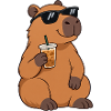 Sonnenbrillen-Capybara mit Kaffee