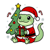 Süßes Kawaii Gecko-Weihnachtsbaum-Geschenketikett