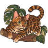Bengal-Katze auf Baumstamm-Dschungel-Illustration