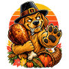 Thanksgiving Hund verteidigt Truthahn Retro