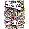 Neon-Graffiti auf urbaner Silhouette
