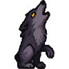 Mondwolf-Silhouette in Dunkler Palette