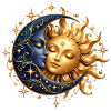 Himmlischer Mond und Sonne
