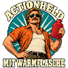 Actionheld mit Wärmflasche