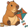 Capybara baut einen Papierdrachen