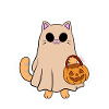 Katzengeist mit Halloweenkürbis