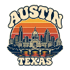 Texas Austin Skyline Retro-Sonnenuntergang