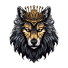 Wolf Kopf mit Krone