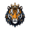 Tiger Kopf mit Krone