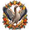 Graugans im Martinsfeuer-Blätterbogen