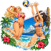 Tropischer Beachvolleyball-Kampf