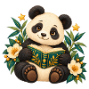 Panda-Leser unter Blumen