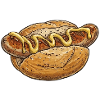 Hotdog Kunst mit Senf-Schwung