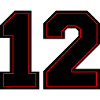 Rote Zahlen 12 Umriss