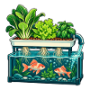 Fische unter einem lebendigen Garten