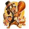 Thanksgiving Dackel mit Truthahn-Drumstick