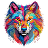 Bunter Wolf – farbiges Tiermotiv