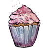 Rosa Aquarell Cupcake