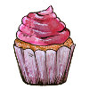Pink Frost Cupcake Aquarell