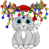 Weihnachtskatze mit Lichterkette