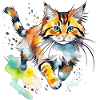 springende  Katze im wasserfarbenlook