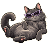 Lässige Katze mit lila Sonnenbrille