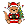 Kawaii-Weihnachtskänguru hält Weihnachtsgeschenk